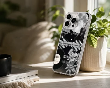 Arctic Monkeys themed design phone case with monochrome artwork — Lifestyle