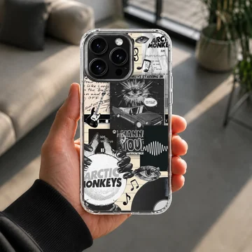 UV-printed Arctic Monkeys collage design phone case — Lifestyle