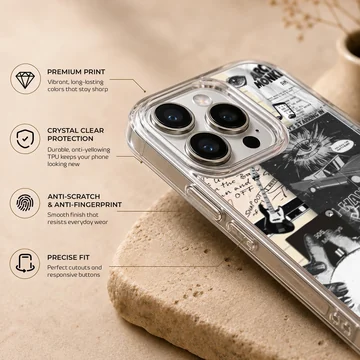 UV-printed Arctic Monkeys collage design phone case — Info