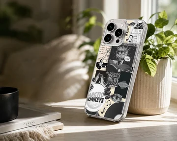 UV-printed Arctic Monkeys collage design phone case — Lifestyle