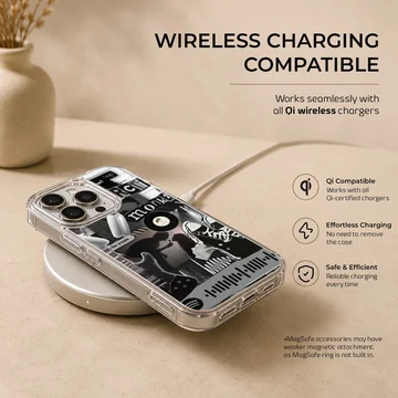 Arctic Monkeys themed phone case with edgy black and white artwork. — Charging