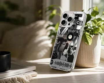 Arctic Monkeys themed phone case with edgy black and white artwork. — Lifestyle