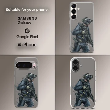 Army tactical soldier illustration on phone case — Collage