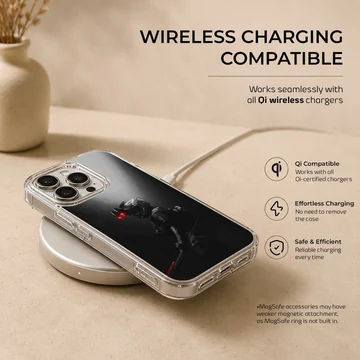 Stealth soldier in tactical gear with a red light phone case — Charging