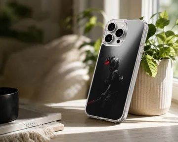 Stealth soldier in tactical gear with a red light phone case — Lifestyle