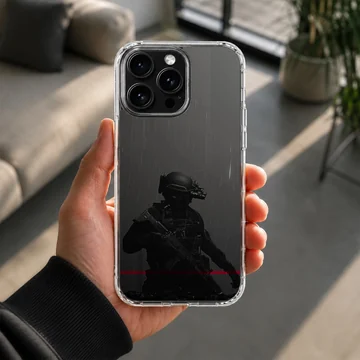 Army design featuring a tactical shadow on phone case — Lifestyle
