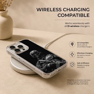SWAT officer in black and white on Army theme phone case — Charging