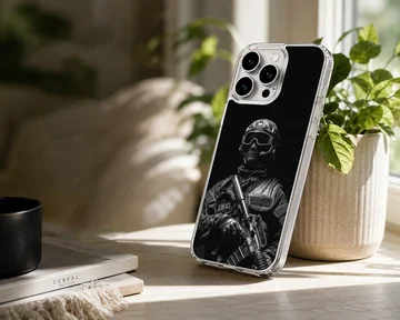 SWAT officer in black and white on Army theme phone case — Lifestyle