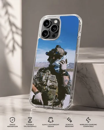 Army themed phone case with tactical design — Specs