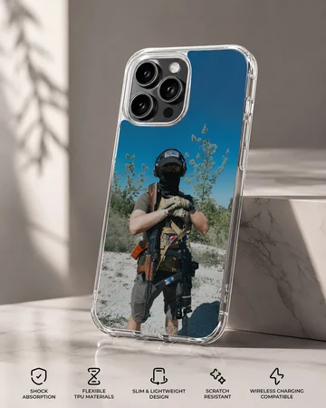 Army-themed photo on TPU phone case — Specs