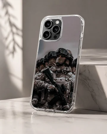 Army soldier in uniform with gear printed on phone case — Hero