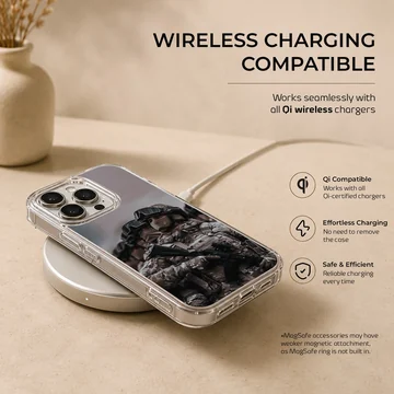 Army soldier in uniform with gear printed on phone case — Charging