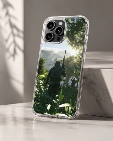 Army silhouette in jungle scene phone case — Hero