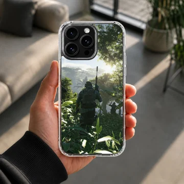 Army silhouette in jungle scene phone case — Lifestyle