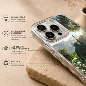 Army silhouette in jungle scene phone case — Info