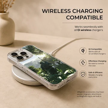 Army silhouette in jungle scene phone case — Charging