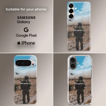 Military scene with soldier and helicopter, Army703 phone case — Collage