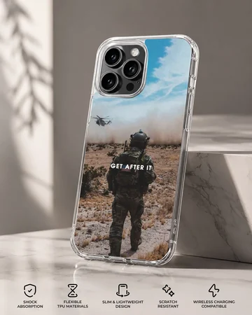 Military scene with soldier and helicopter, Army703 phone case — Specs