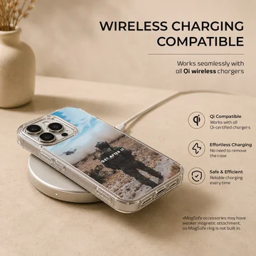 Military scene with soldier and helicopter, Army703 phone case — Charging