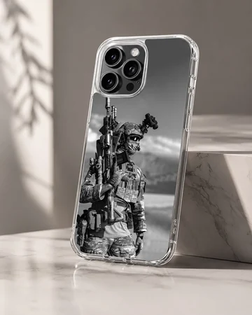 Photographic phone case featuring army soldier design — Hero
