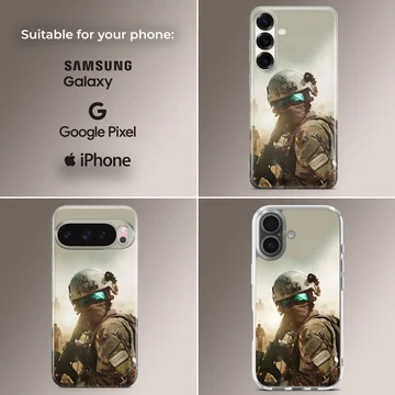Army-themed phone case featuring a heroic soldier design — Collage