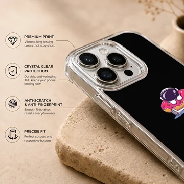 Astronaut holding a space donut design on phone case — Info