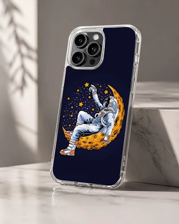 Astronaut floating in space on a phone case — Hero