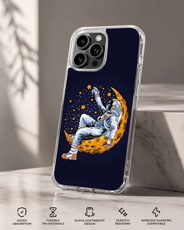 Astronaut floating in space on a phone case — Specs