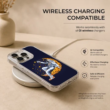 Astronaut floating in space on a phone case — Charging