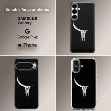 Astronaut reaching for the moon digital illustration phone case — Collage