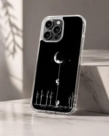 Astronaut illustration with moon and trees on phone case — Hero