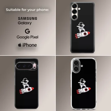 Astronaut on rocket ship digital illustration phone case — Collage