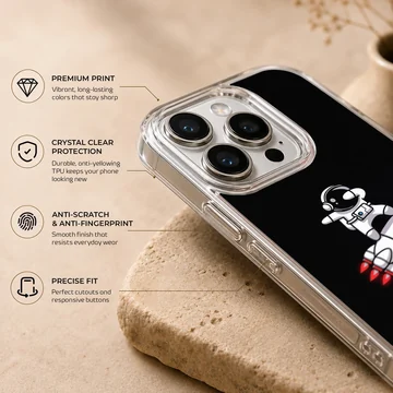 Astronaut on rocket ship digital illustration phone case — Info
