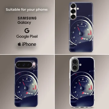 Audi RS speedometer design on a phone case — Collage