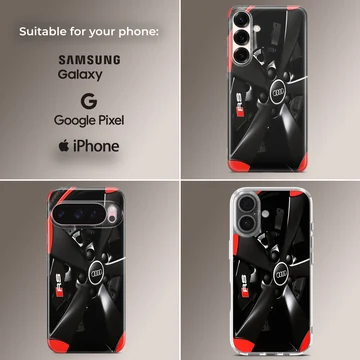 Dynamic Audi motor-sports design on phone case — Collage