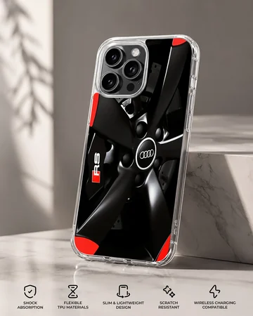 Dynamic Audi motor-sports design on phone case — Specs