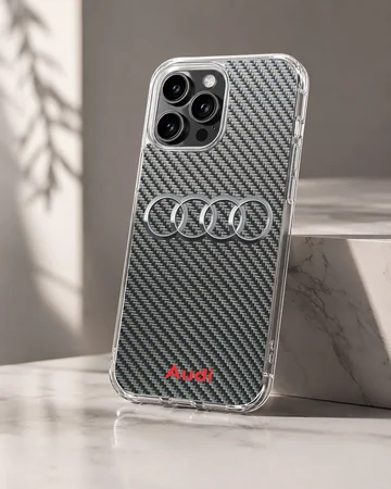 Audi B302 phone case with carbon texture and logo — Hero