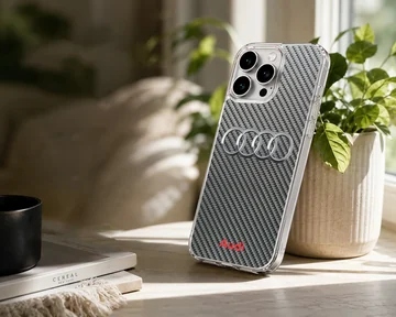 Audi B302 phone case with carbon texture and logo — Lifestyle