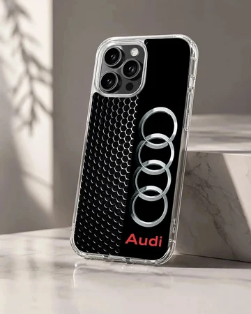 Audi logo on black and white motor sports phone case
