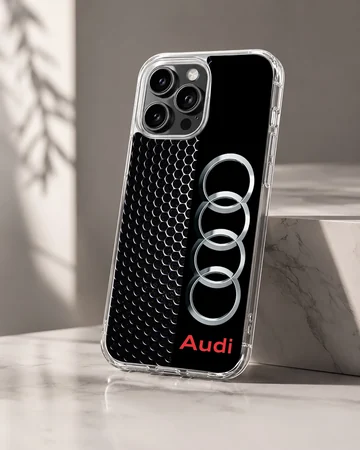 Audi logo on black and white motor sports phone case — Hero