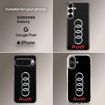 Audi phone case with iconic rings design — Collage