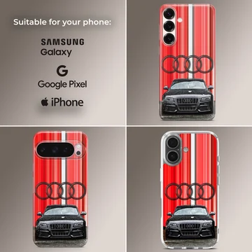 Photographic Audi B501 in red with racing stripes phone case — Collage