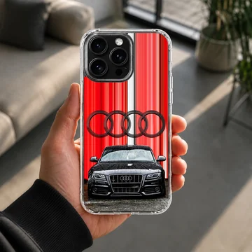 Photographic Audi B501 in red with racing stripes phone case — Lifestyle