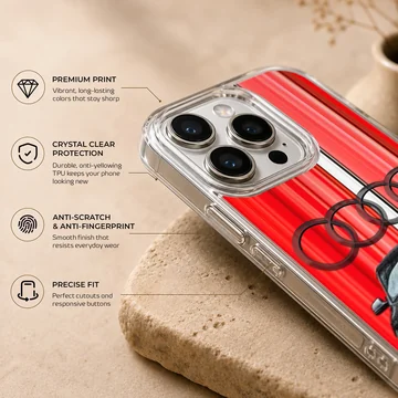 Photographic Audi B501 in red with racing stripes phone case — Info