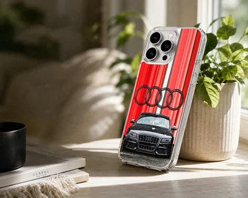 Photographic Audi B501 in red with racing stripes phone case — Lifestyle
