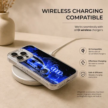Audi-inspired phone case with blue digital design — Charging