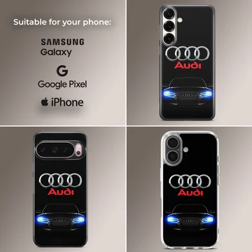 Audi inspired design with iconic rings on phone case — Collage