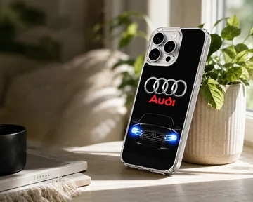 Audi inspired design with iconic rings on phone case — Lifestyle