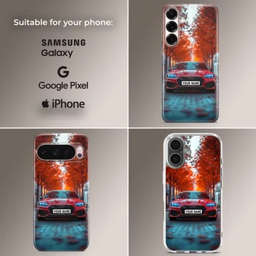 Dynamic Audi custom motor sports design on phone case — Collage
