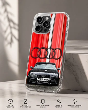 Audi Custom phone case with bold design featuring rings and stripe — Specs